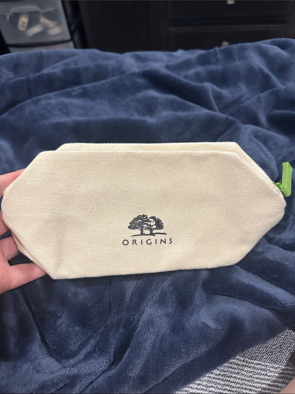 Origins Natural Canvas Cosmetic Pouch with Black Logo